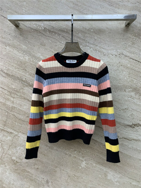 miumiu round neck long sleeve knitted sweater