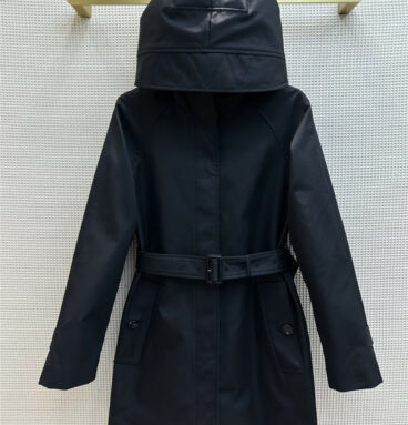 Burberry hooded stand collar trench coat