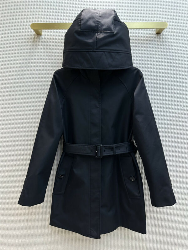 Burberry hooded stand collar trench coat