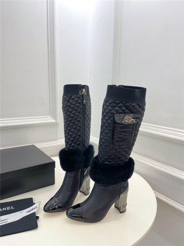 chanel electroplated heel down boots