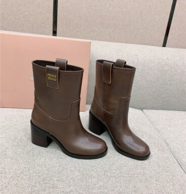 miumiu new thick heel straight short boots
