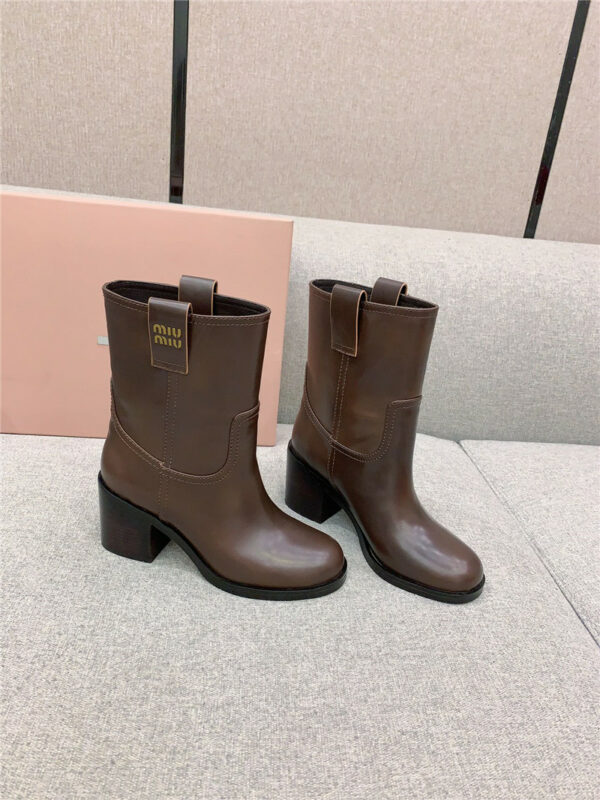 miumiu new thick heel straight short boots