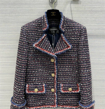 chanel retro palace style stand collar double pocket coat