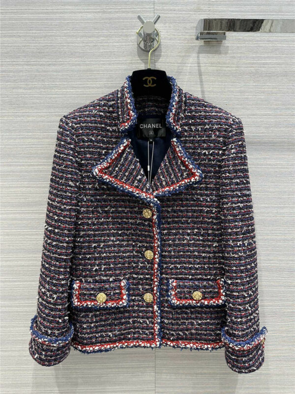 chanel retro palace style stand collar double pocket coat