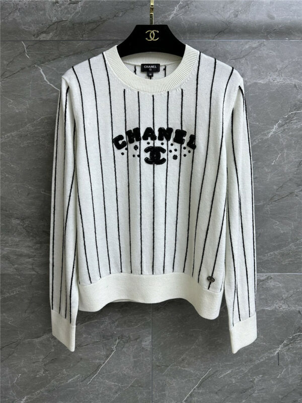 chanel cashmere striped sweater