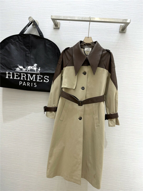Hermès patchwork leather classic trench coat