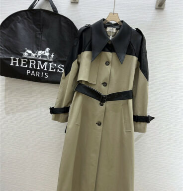 Hermès patchwork leather classic trench coat