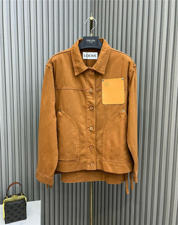 loewe leather brand thin jacket