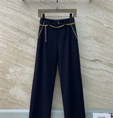chanel navy chain casual trousers
