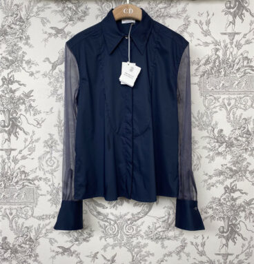 Brunello Cucinelli new organza patchwork sleeve shirt
