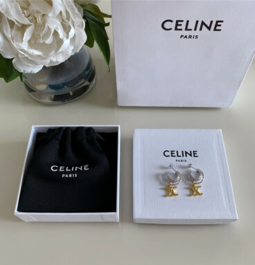 celine gold and silver contrast earrings