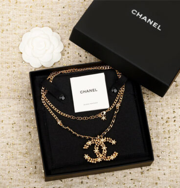 chanel handmade small flower double c long chain