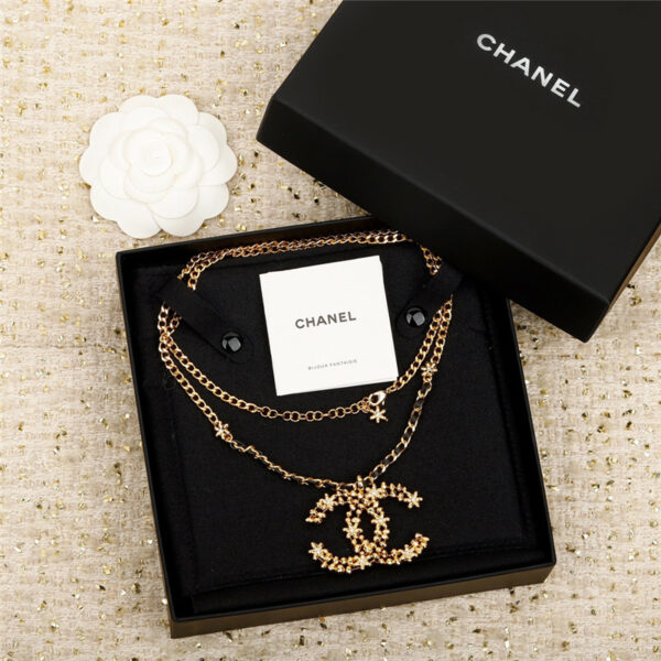 chanel handmade small flower double c long chain