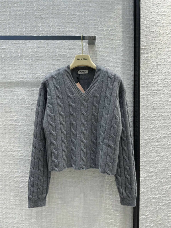 miumiu V-neck twist cashmere knitted sweater