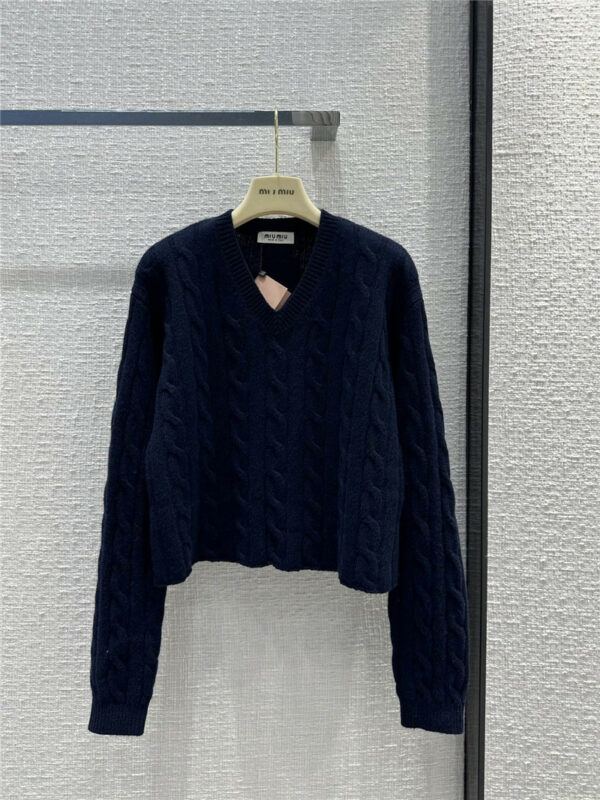 miumiu V-neck twist cashmere knitted sweater