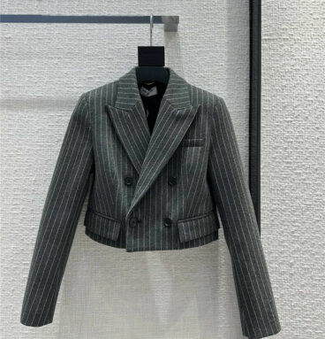 YSL gray vertical stripe short suit