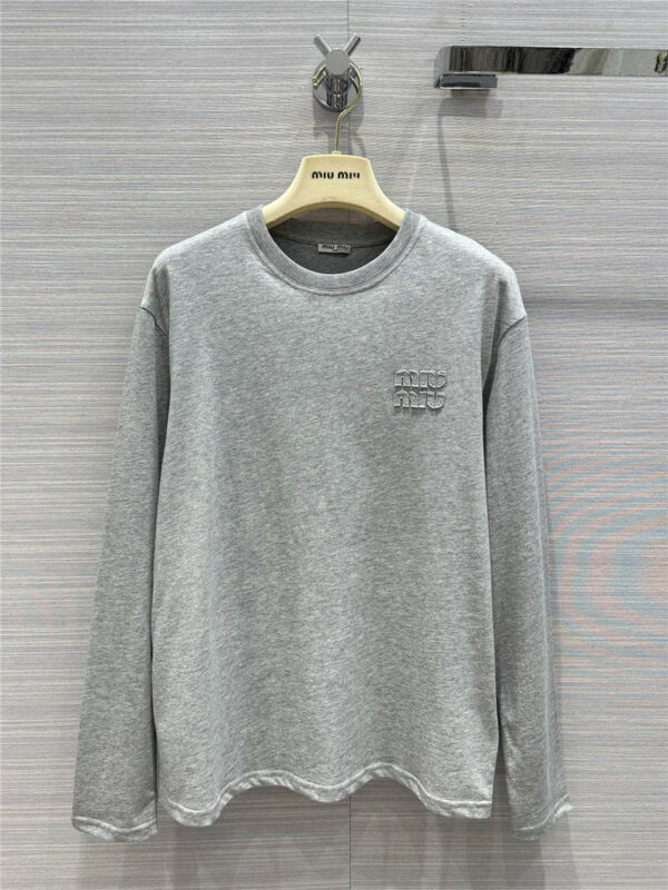 miumiu premium gray long-sleeved T-shirt