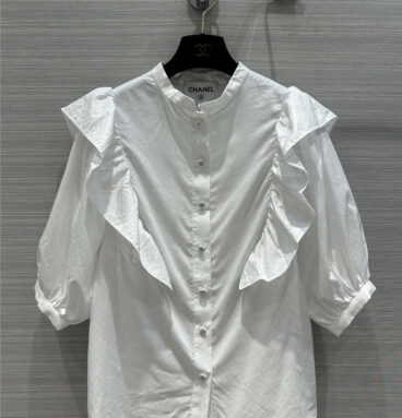 Chanel French elegant palace style lantern sleeve shirt
