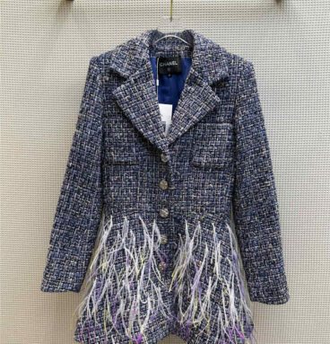 Chanel French vintage feather patchwork tweed jacket
