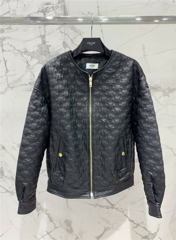 celine new embroidered leather jacket