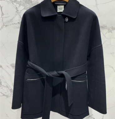 Hermès short belted cashmere coat