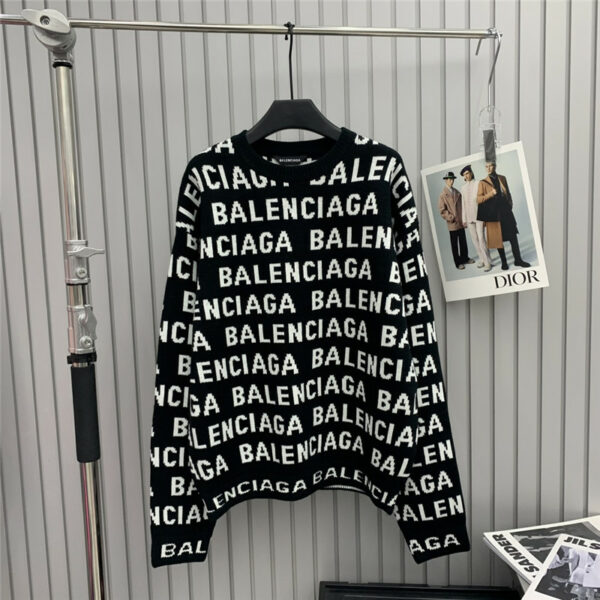 Balenciaga classic logo jacquard letter sweater