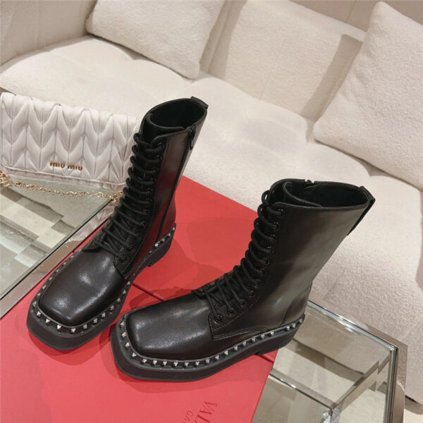 valentino rivet lace-up boots