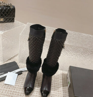 chanel new electroplated heel down high boots