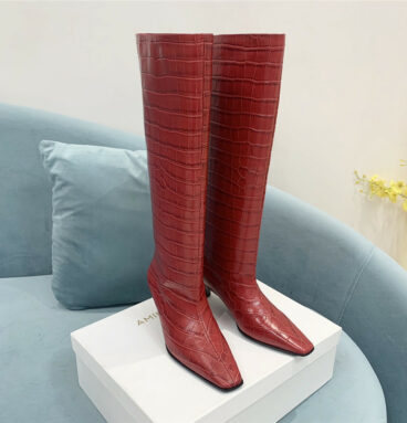 TOTEME crocodile pattern square toe boots