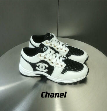chanel black and white panda rhombus casual sneakers