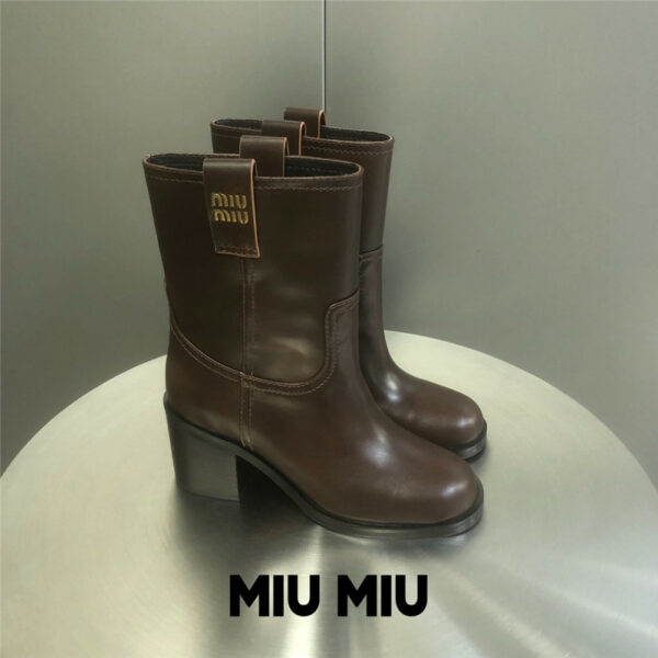 miumiu thick heel short boots