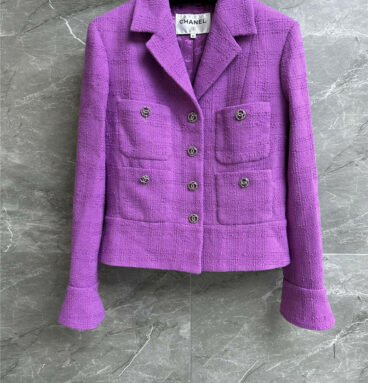 chanel purple tweed jacket
