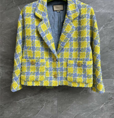 gucci yellow plaid jacket