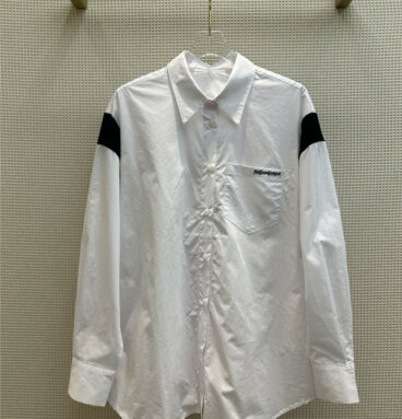 YSL letter embroidered dotted shirt