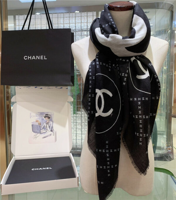chanel letter small logo scarf