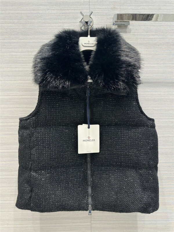 moncler furry large lapel vest down jacket