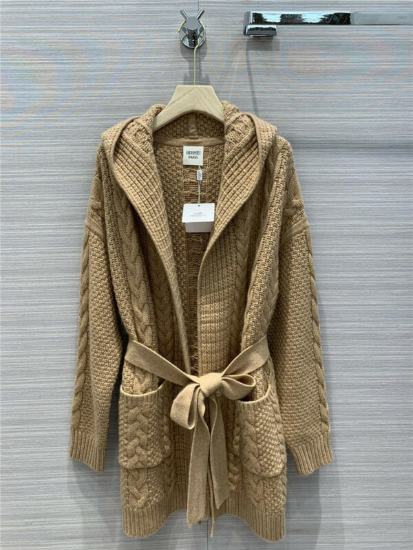 Hermès autumn and winter hooded cashmere coat
