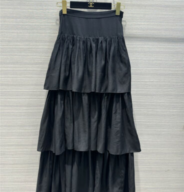 chanel elegant girly layered black long skirt