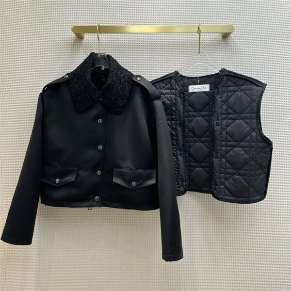 dior two-piece imported lamb fur collar jacket