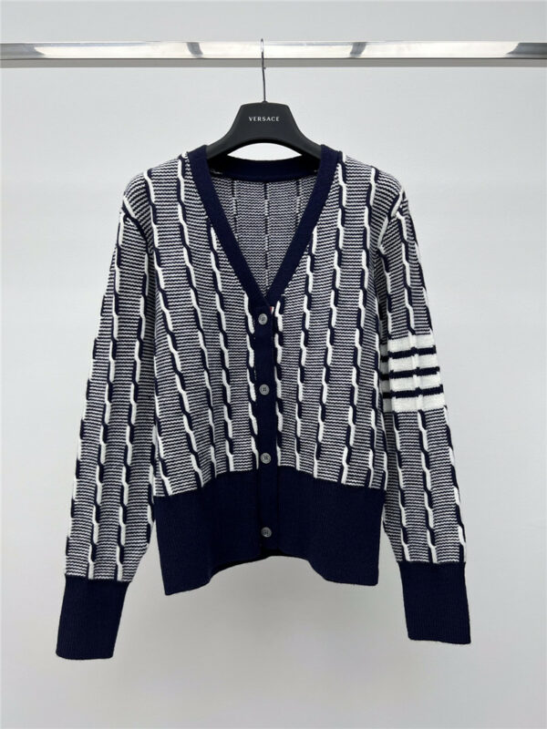 THOM BROWNE cable striped cardigan