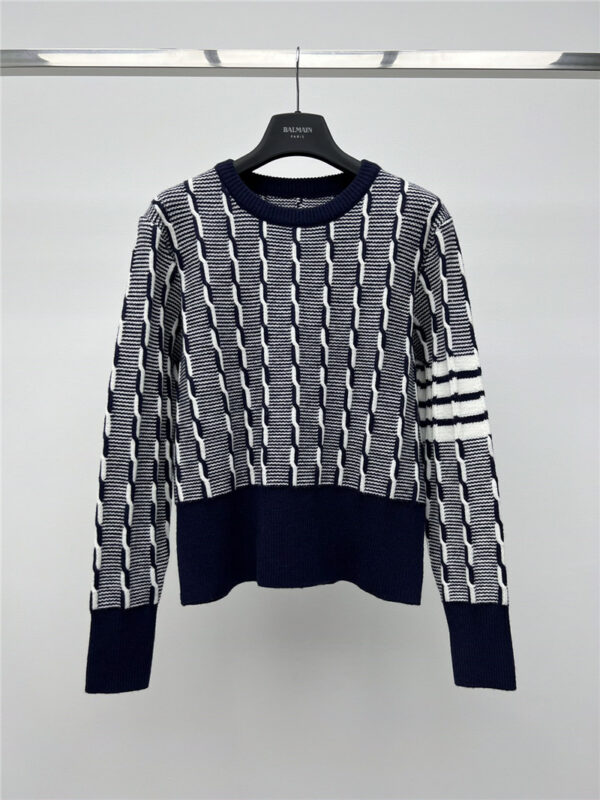 THOM BROWNE cable striped sweater