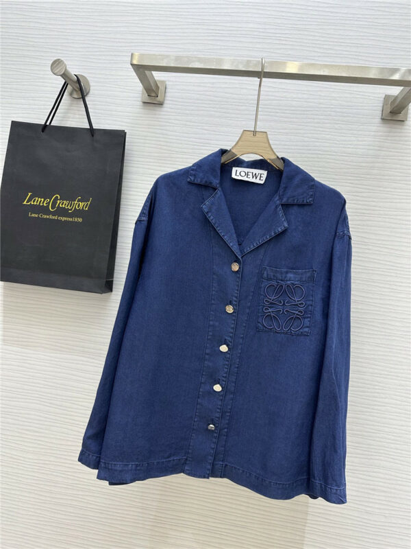 loewe vintage washed blue denim shirt
