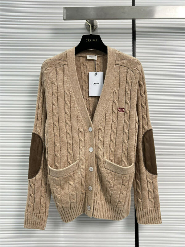 celine patch design knitted cardigan jacket