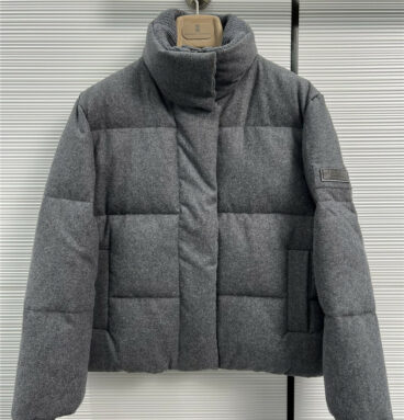 Brunello Cucinelli chain logo knitted patch collar down jacket