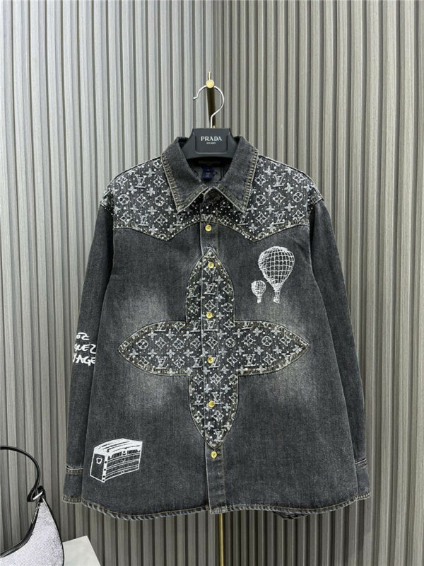 louis vuitton LV vintage washed jacquard denim jacket