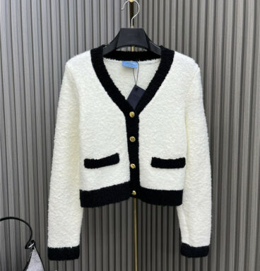 prada contrast color knitted cardigan