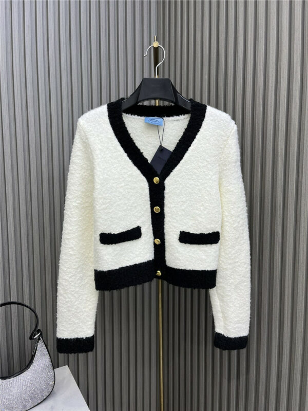 prada contrast color knitted cardigan
