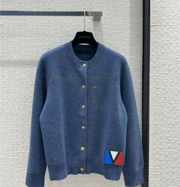 louis vuitton LV denim blue knitted cardigan