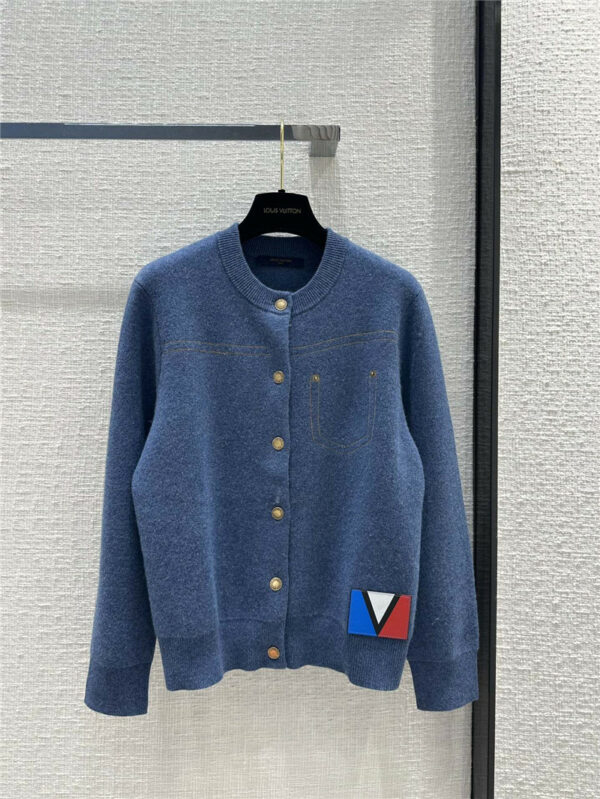 louis vuitton LV denim blue knitted cardigan