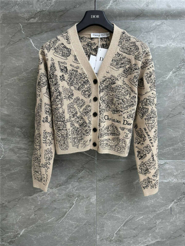 dior map embroidered cardigan